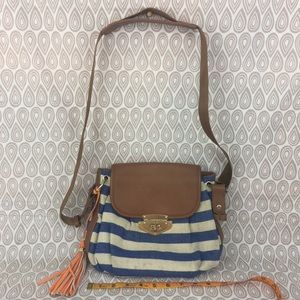 Charming Charlie Blue And White Striped Purse Z13